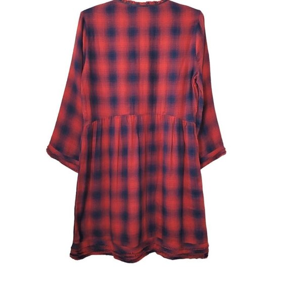 💥391 William Rast Atalia Plaid Raw Edge Boho Dress - Picture 4 of 10